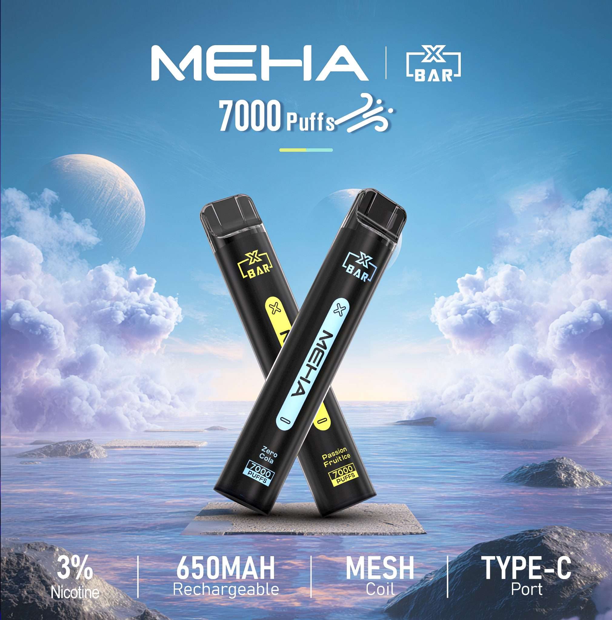 compressed_MEHA-XBA MEHA 魅嗨 Xbar 小黑條 7000口一次性電子煙 650mAh電池 Type-C快充 MESH網狀芯 氣動感應 16種口味 台灣現貨:圖片 1